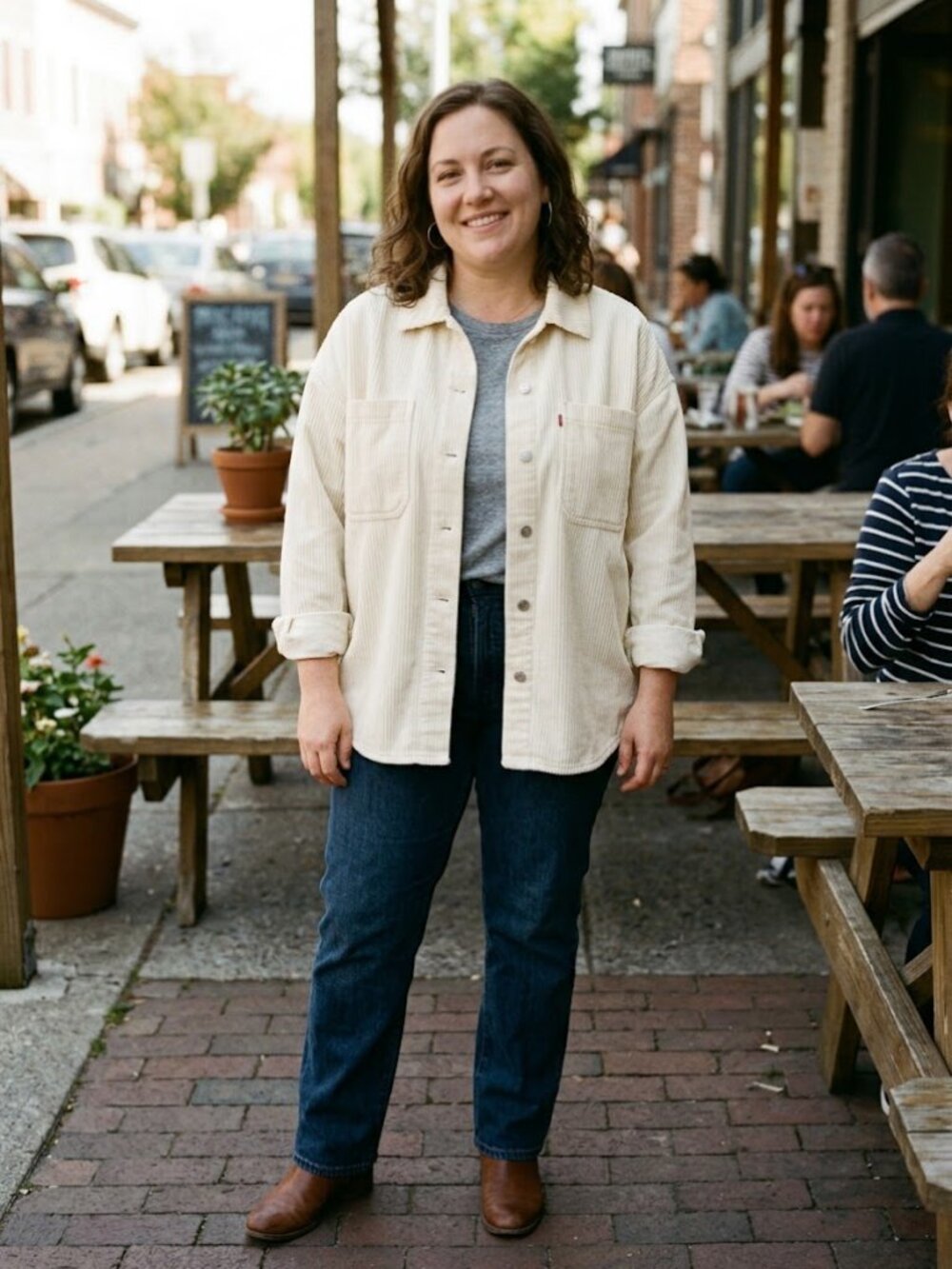 Levi's Women’s 100% Cotton Corduroy Shirt Jacket Butter Cream Shacket Size Large